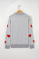 Gray Stripe Contrast Heart Pattern Valentine Knit Sweater