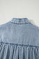 Real Teal Bowknot Neck Sleeveless Ruffled Chambray Dress