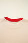 Oatmeal GAME DAY Letter Graphic Varsity Striped Detail Baggy Sweatshirt
