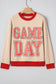 Oatmeal GAME DAY Letter Graphic Varsity Striped Detail Baggy Sweatshirt