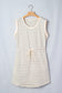 Beige Stripe Drawstring Tunic Tank Mini Dress with Pockets