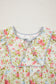Apricot Striped Edge 3/4 Puff Sleeve Floral Dress