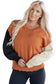 Desert Gold Colorblock Raw Edge Bubble Sleeve V Neck Sweater