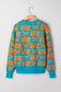 Light Blue Bows & Horseshoes Pattern Western Fashion Print Sweater