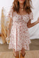 Pink Front Tie Shirred Waist Short Sleeve Ruffled Floral Mini Dress