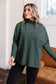 Green Stripe High Neck Dropped Shoulder Long Sleeve Casual Top