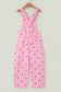 Phalaenopsis Polka Dot Print Bib Pocket Denim Barrel Overalls Jumpsuit