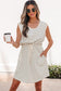 Beige Stripe Drawstring Tunic Tank Mini Dress with Pockets