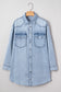 Beau Blue Chest Pocket Raw Hem Denim Loose Shirt Dress