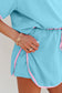 Turquoise Colorblock Edge Drop Shoulder T Shirt and Skort 2Pcs Set