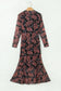 Black Retro Floral Print Long Sleeve Casual Mesh Dress