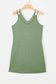 Grass Green Solid Color Lace Detail V Neck Sleeveless Shift Mini Dress