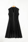 Black Sleeveless Zipped Front V Neck Shirred Waist Maxi Dress