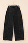 Dark Grey Pleated Wide Leg Mineral Wash Denim Pants