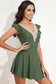 Mist Green Ruffled Short Sleeve Lace Trim V Neck One Piece Swim Dress