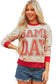 Oatmeal GAME DAY Letter Graphic Varsity Striped Detail Baggy Sweatshirt