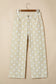 Khaki Polka Dot Print Raw Hem Shift Jeans