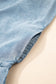 Real Teal Bowknot Neck Sleeveless Ruffled Chambray Dress