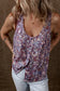 Yellow Boho Floral Pleated Buttoned Front Tank Top