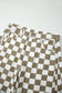 White Checkered Print Denim Barrel Pants