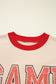 Oatmeal GAME DAY Letter Graphic Varsity Striped Detail Baggy Sweatshirt