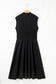 Black Sleeveless Zipped Front V Neck Shirred Waist Maxi Dress