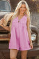 Bonbon Mineral Wash Pleated Bust V Neck Sleeveless Denim Romper