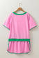 Bonbon Plus Size Contrast Trim T Shirt and Skirt Two Piece Set