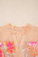 Rose Floral Print Color Block Ruffled Short Sleeve Flared Midi Dress