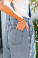 Dusk Blue Pleated Wide Leg Retro Pocketed Denim Jumpsuit