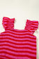 Rose Stripe Flutter Sleeve Smocked Bodice Tiered Maxi Dress