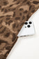 Brown Loose Contrast Striped Accent Leopard T Shirt Mini Dress with Pockets