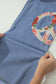 Myosotis Floral Peace Sign Embroidered Patch Wide Leg Jeans