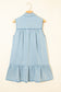 Beau Blue Bowknot Neck Sleeveless Ruffled Chambray Dress