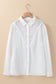 White Floral Lace Hollow-out Splicing Crinkled Shirt