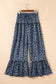 Gray Wild Leopard Print Frilled Detail Drawstring Wide Leg Pants