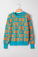 Light Blue Bows & Horseshoes Pattern Western Fashion Print Sweater