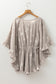 Gray Star Print Crinkle Textured Kimono Ruffle Sleeve Romper