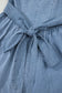 Myosotis Square Neck Bowknot A-line Sleeveless Denim Dress