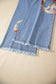 Myosotis Floral Peace Sign Embroidered Patch Wide Leg Jeans