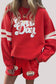 Fiery Red Glitter Game Day Slogan Football Patch Varsity Graphic Two Piece Set