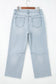 Beau Blue Sequin Rugby Pattern Raw Hem Casual Jeans