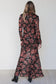 Black Retro Floral Print Long Sleeve Casual Mesh Dress