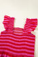 Rose Stripe Flutter Sleeve Smocked Bodice Tiered Maxi Dress