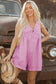 Bonbon Mineral Wash Pleated Bust V Neck Sleeveless Denim Romper
