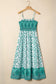 Green Boho Floral Print Shirred Cami Maxi Dress