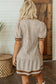 Brown Stripe Shirt Collar Color Block Patchwork Trim Ruffle Hem Short Dress