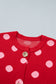 Red Polka Dot Sleeveless Knit Button Drop Shoulder Sweater Vest