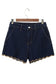 Navy Blue Embroidered Scalloped Trim Relaxed Denim Shorts