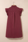 Red Sandalwood Frilled Detail Button Down Ruffle Short Sleeve Denim Mini Dress